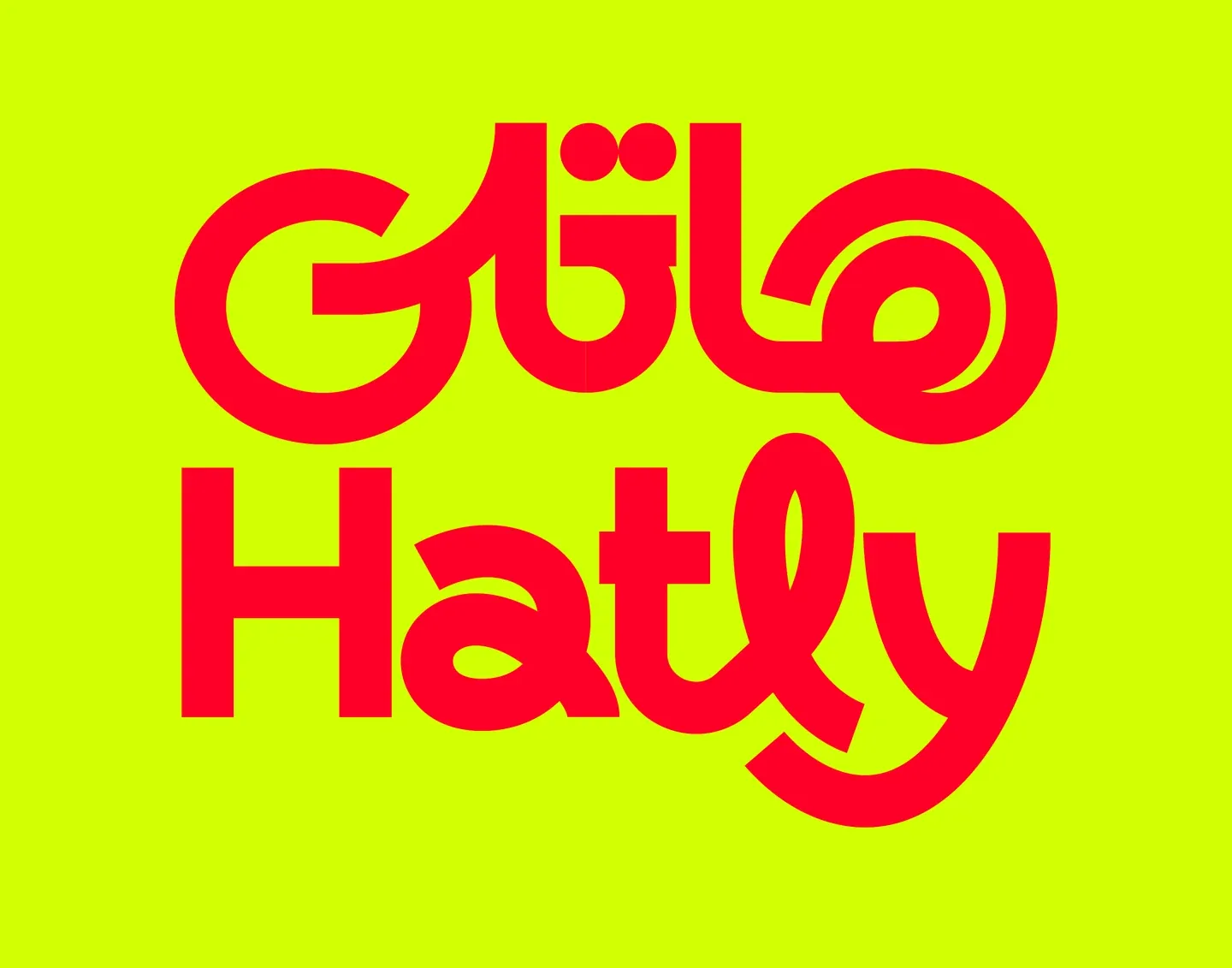 Complete red Arabic and English Hatly logo on lime