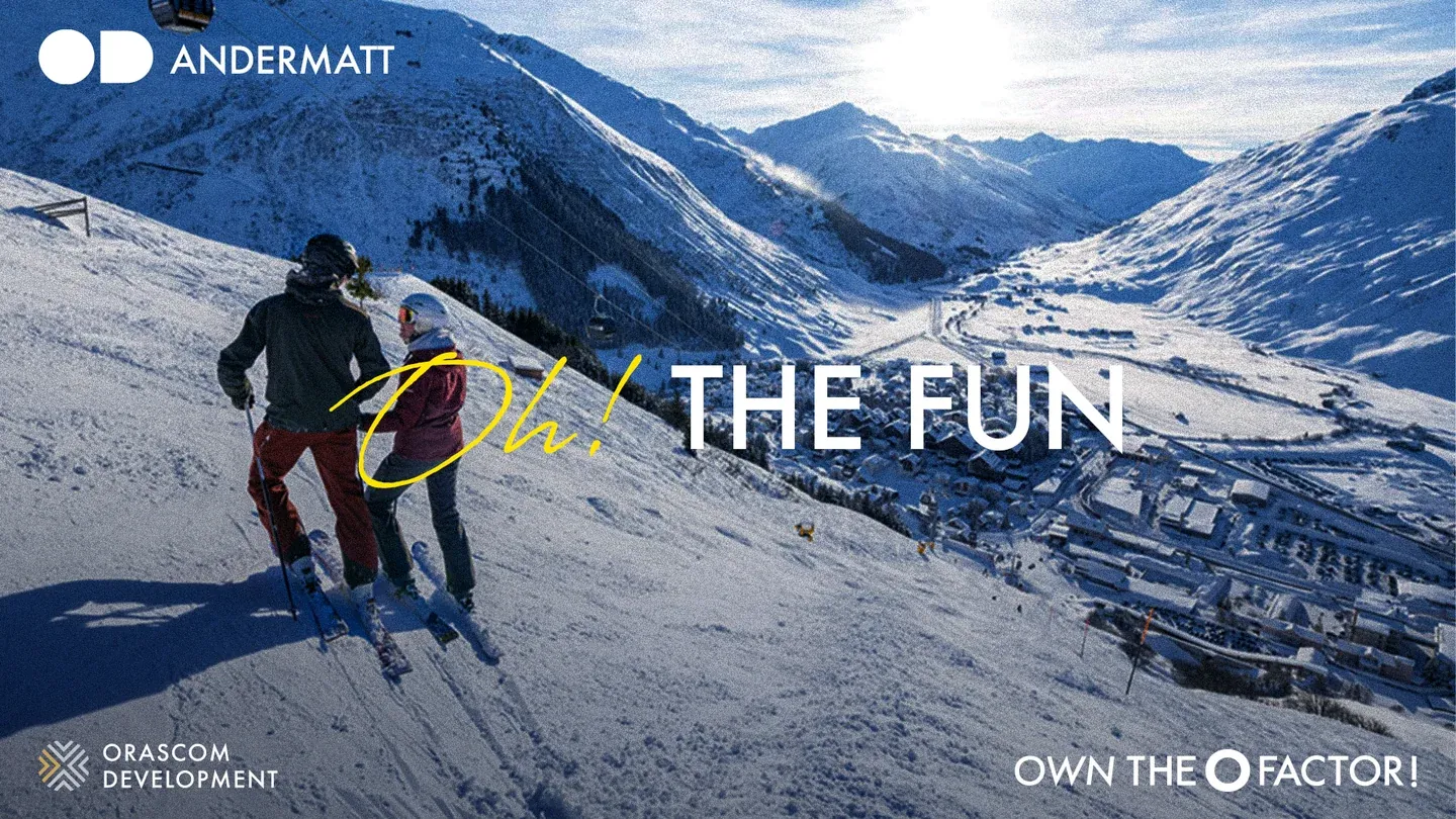 The O Factor skiing scene with THE FUN lettering