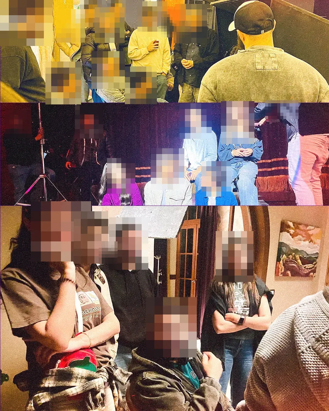 A supplied collage of behind-the-scenes moments with production crews