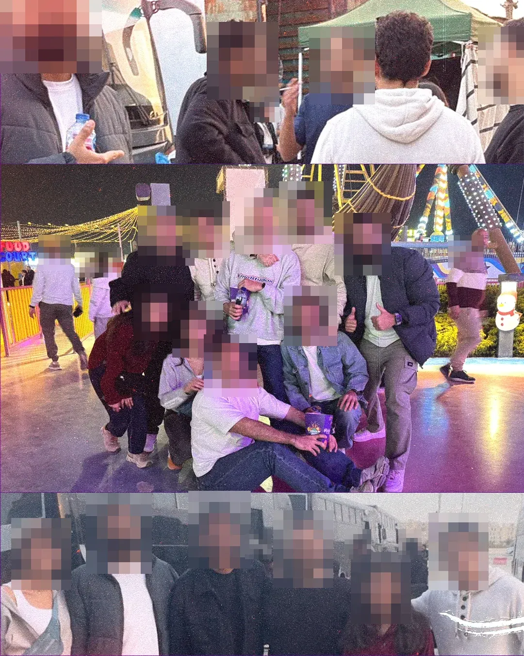 A supplied collage of people together on production sets
